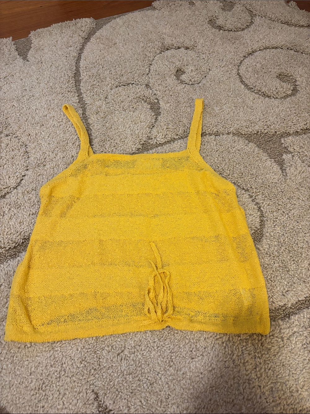 Free People Yellow Knit Tank with Tie Front